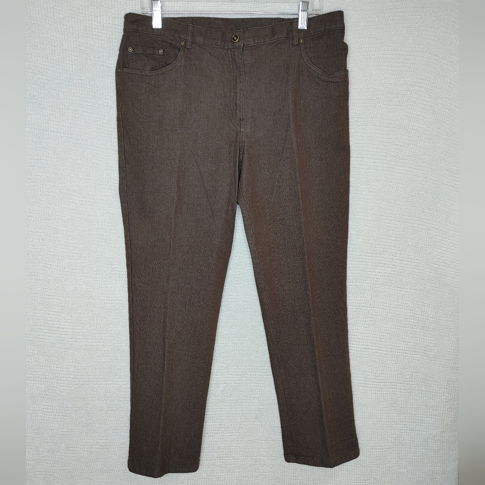 Ruby Rd. Petite Expandable Denim Trousers, Brown 14P